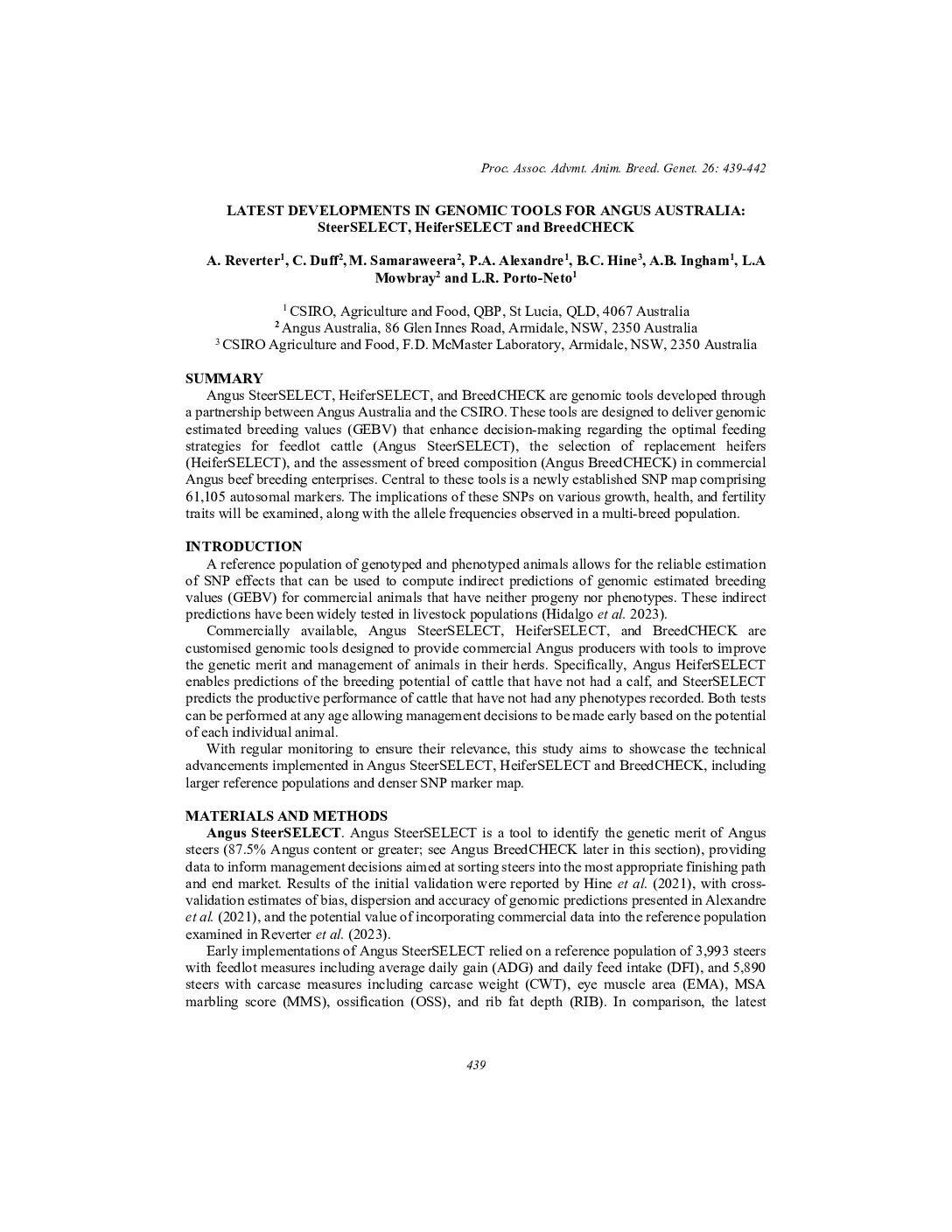 Latest developments in Genomic Tools for Angus Australia: SteerSELECT, HeiferSELECT and BreedCHECK – applies to both SteerSELECT & HeiferSELECT